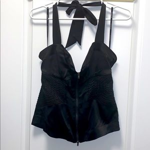 BEBE Black zip up halter top (size M)